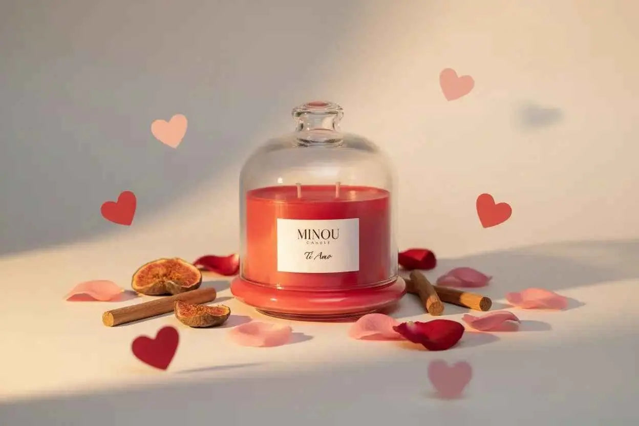 Candela Profumata Artigianale TI AMO | Cera di Soia | Minou Candle