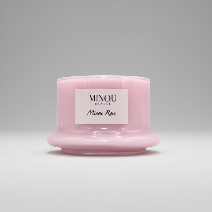 Candela profumata MINOU ROSE - 100% cera vegetale artigianale
