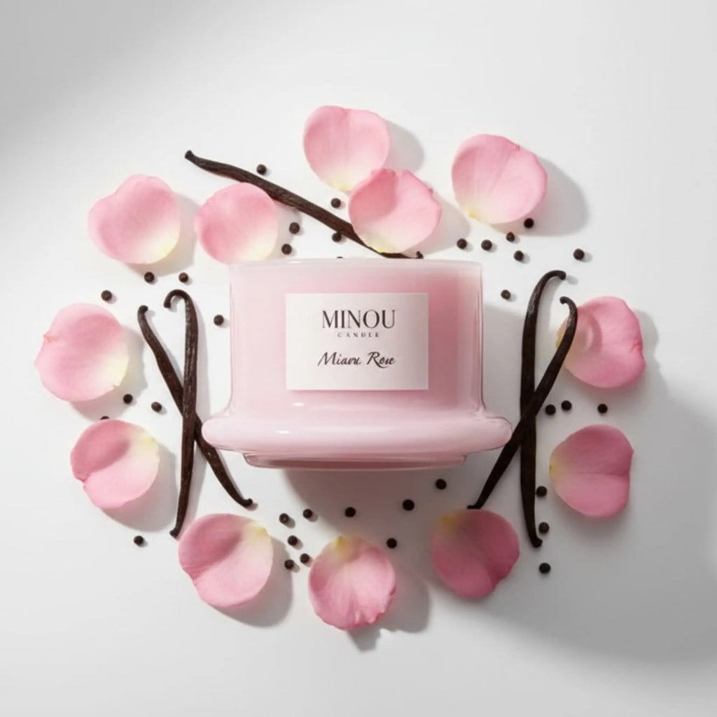 Candela profumata naturale MINOU ROSE | Cera di Soia | Minou Candle