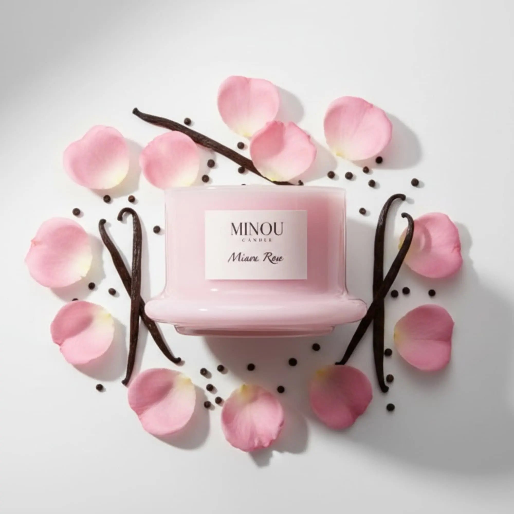 Candela profumata naturale MINOU ROSE | Cera di Soia | Minou Candle