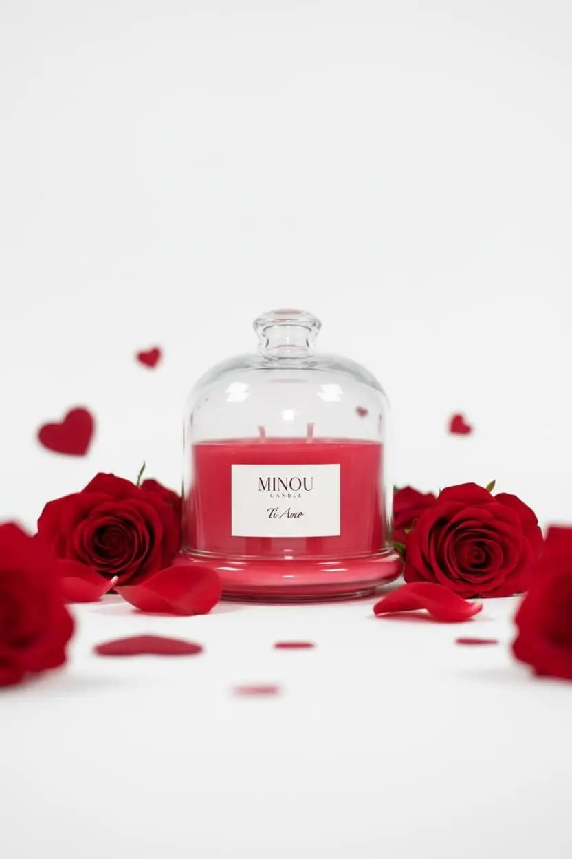 Candela Profumata Artigianale TI AMO | Cera di Soia | Minou Candle