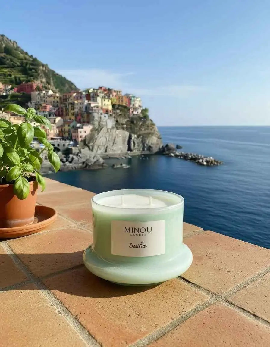 Candela profumata naturale alla BASILICO | Cera di Soia | Minou Candle