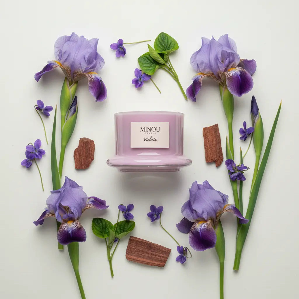 Candela profumata naturale alla VIOLETTA | Cera di Soia | Minou Candle