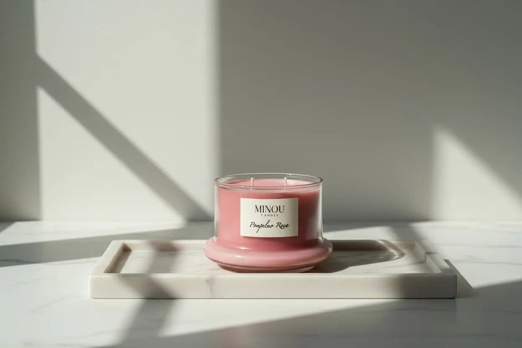 Candela Profumata alla POMPELMO ROSA | Cera di soia | Made in Italy | Minou Candle