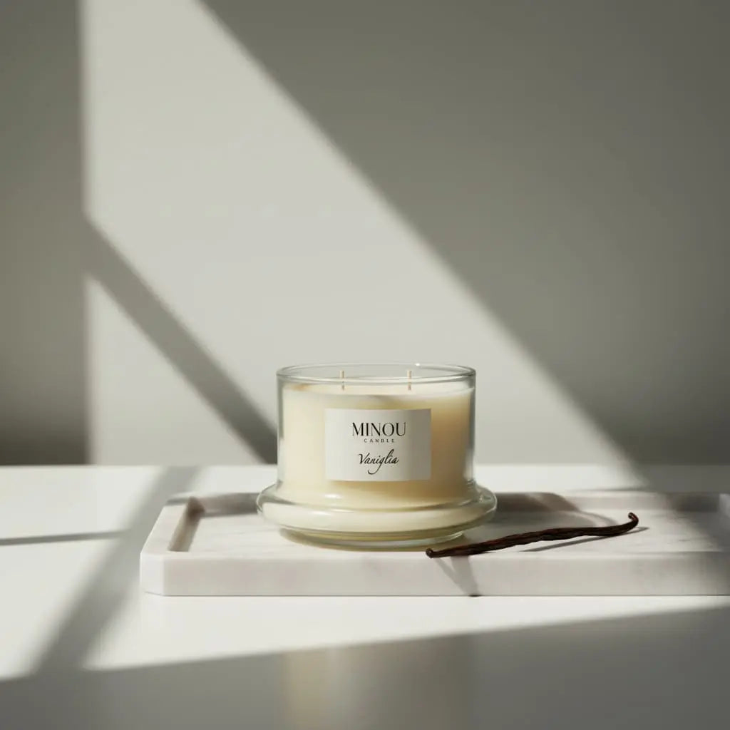 Candela Profumata alla VANIGLIA | Cera di soia | Made in Italy | Minou Candle