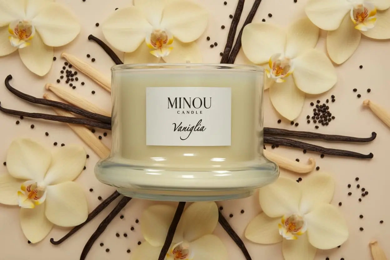 Candela Profumata alla VANIGLIA | Cera di soia | Made in Italy | Minou Candle