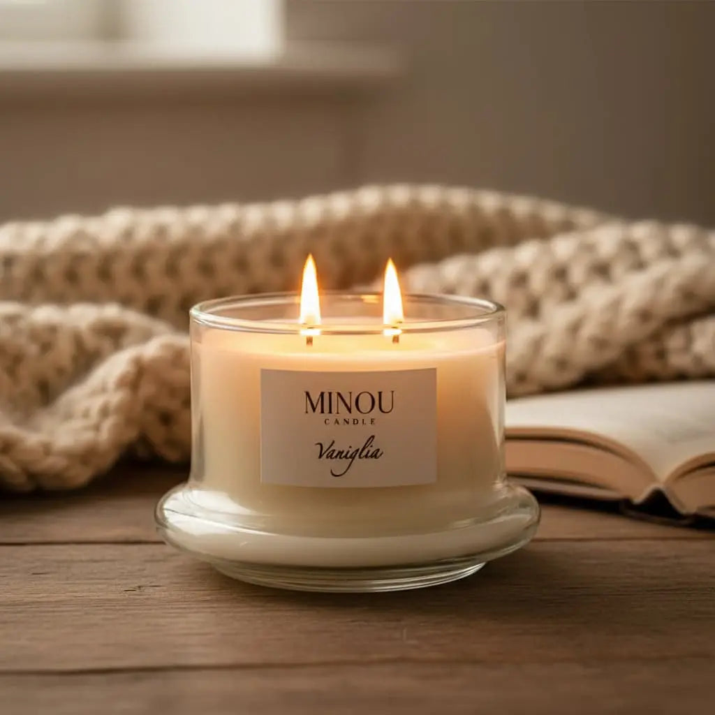 Candela Profumata alla VANIGLIA | Cera di soia | Made in Italy | Minou Candle