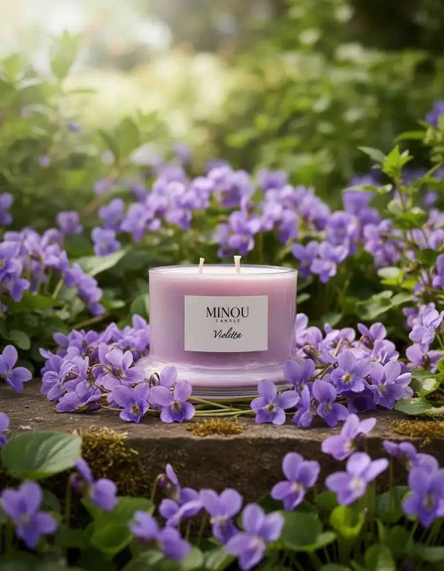 Candela profumata naturale alla VIOLETTA | Cera di Soia | Minou Candle