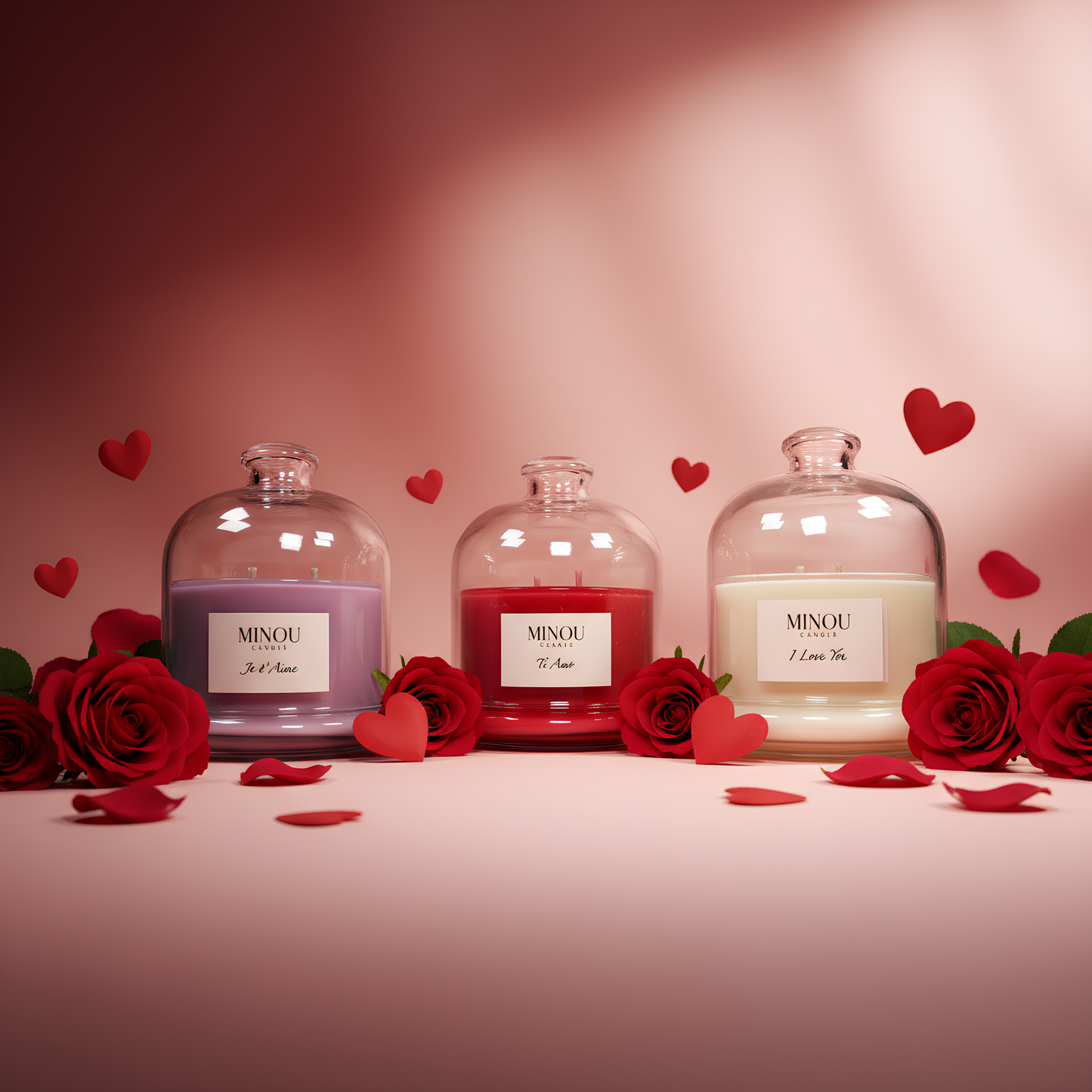 Tris candele San Valentino - Minou Candle